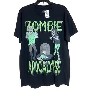 NWT Men's Large, Short Sleeve T-shirt, Zombie Apocalypse Black With Green R.I.P.